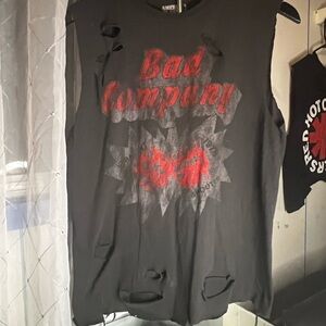 Bad Company Black Distressed Muscle Tee